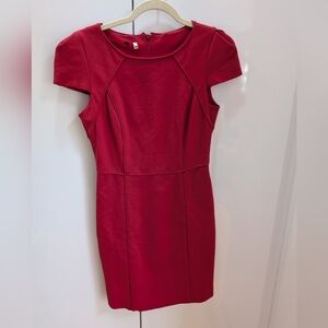 Anthropologie Crimson Fitted Midi Dress